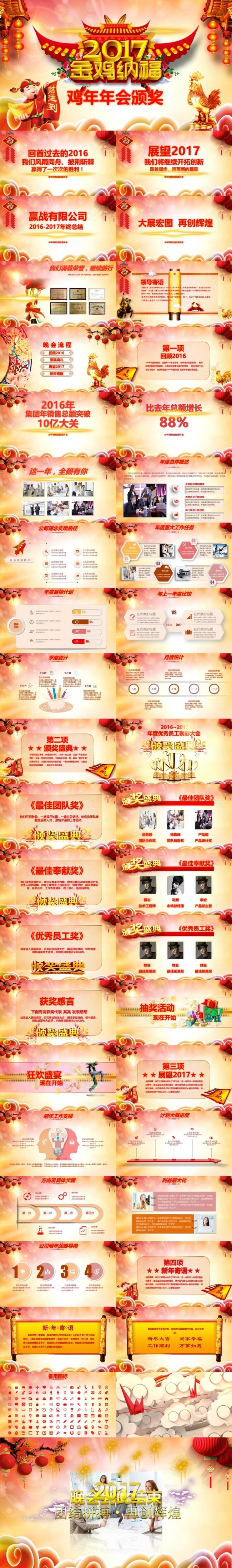 【年会精品】2017工作计划年会颁奖典礼年终总结鸡年PPT