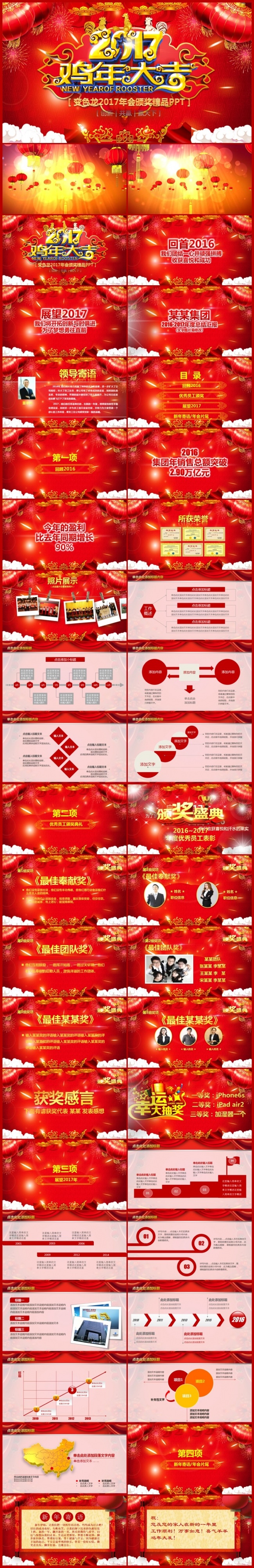 春节年会颁奖典礼开门红2017工作计划总结PPT
