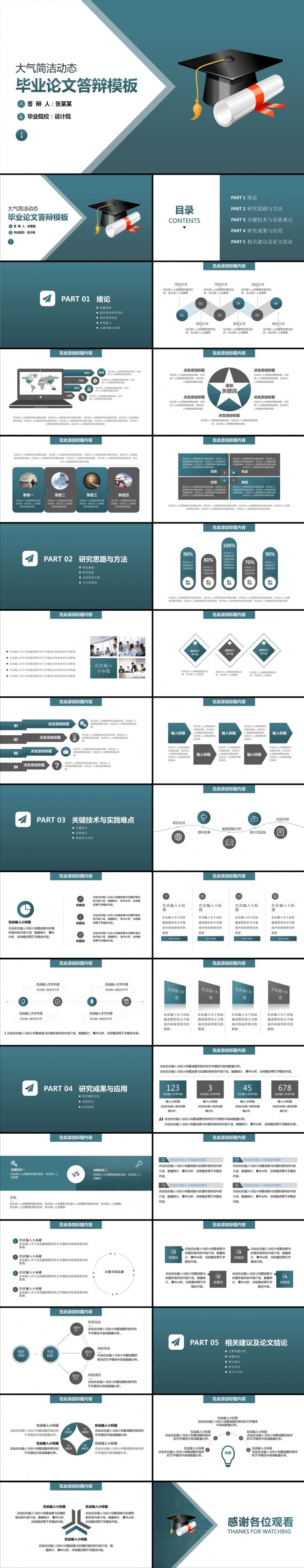 简约实用清新毕业论文答辩PPT模板
