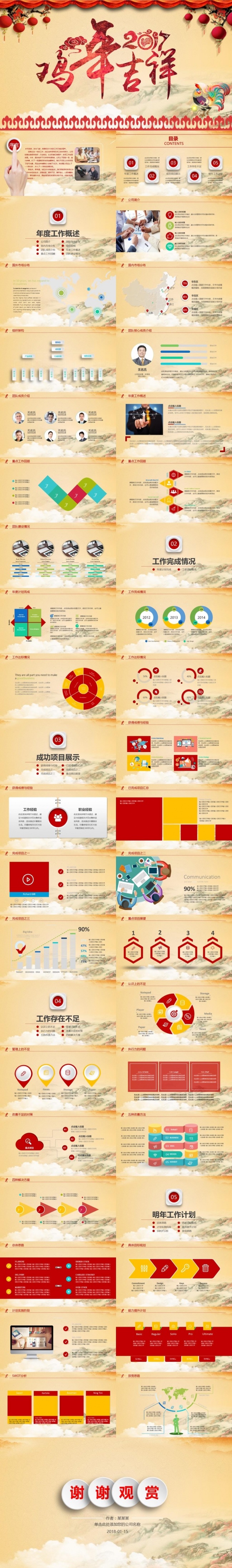 2018作计划简约微立体年终总结述职报告狗年PPT