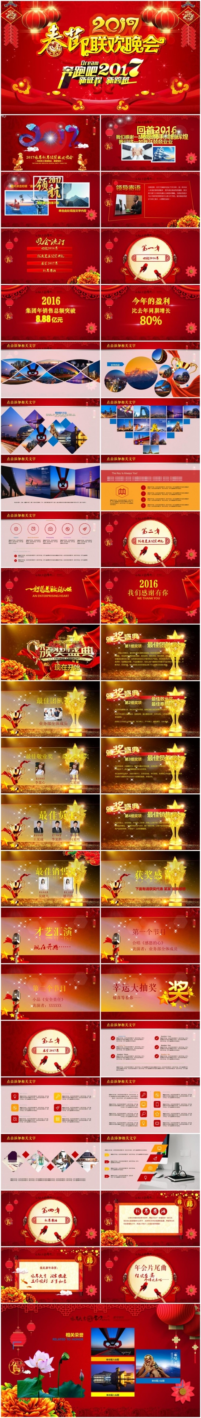 【年会颁奖】2018企业年会表彰总结员工风采展示PPT模板