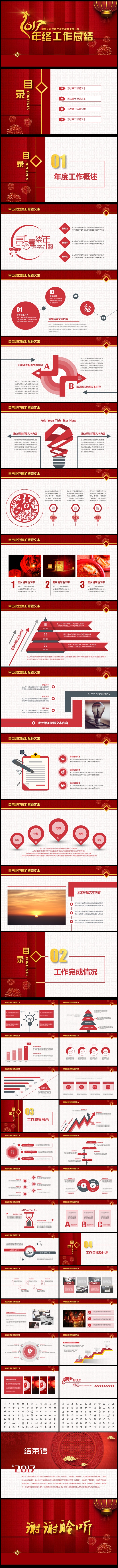 2017年终总结 述职报告 工作总结 红色中国风喜庆模板