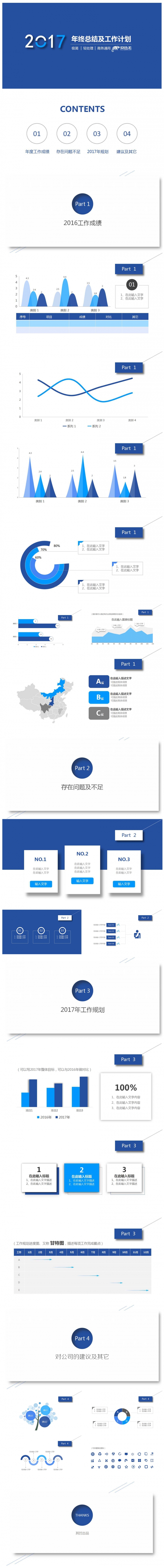 工作总结工作计划商务通用蓝色简约高端大气ppt模版