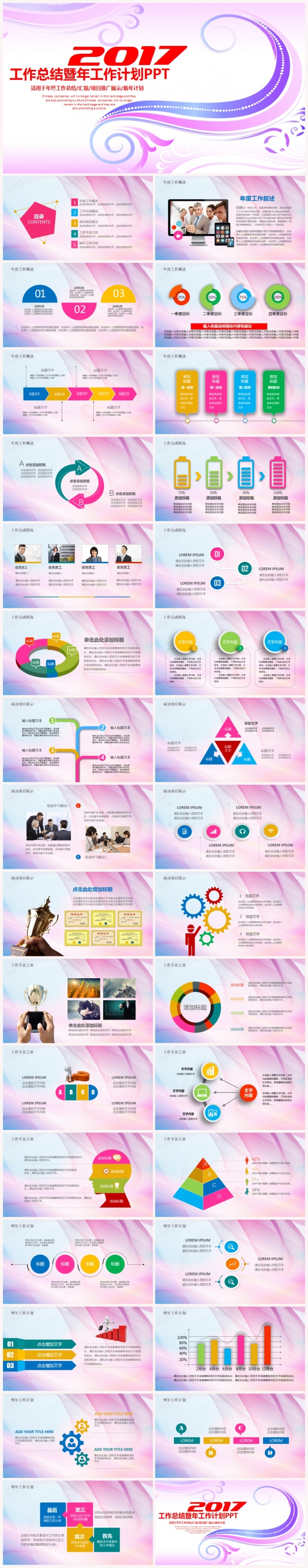 绚丽2017工作计划年终总结汇报述职商务互联网金融通用PPT