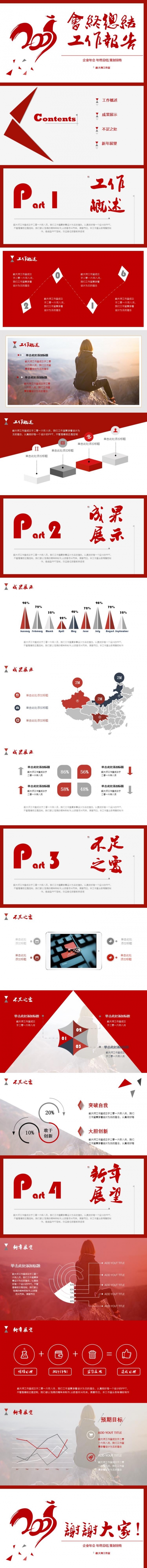 商务通用红白年终总结模板