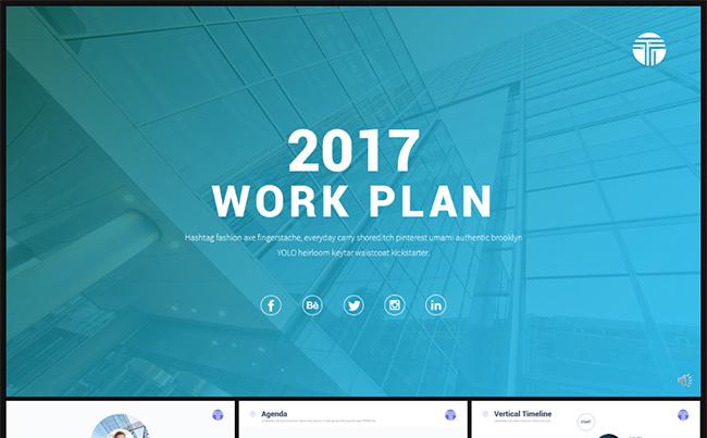 2017极致简约扁平化工作计划欧美风PPT商务通用PPT缩略图