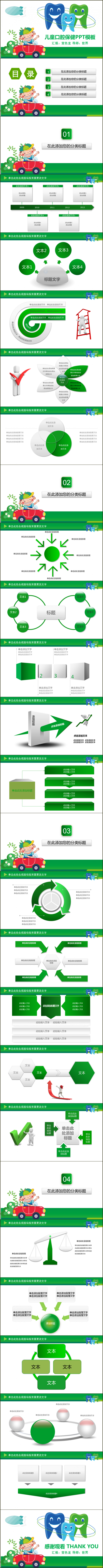 绿色清新儿童口腔保健ppt模板