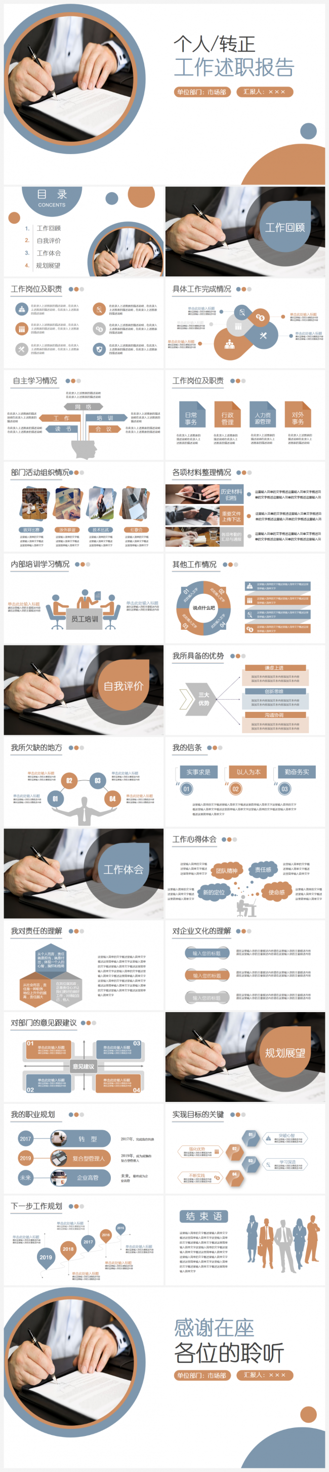 稳重简约个人工作转正述职报告商务PPT