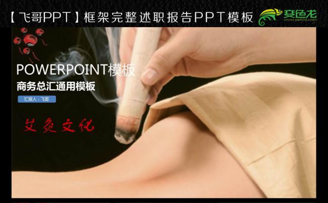 【飞哥PPT】水墨中国风中医中药艾灸PPT模板缩略图
