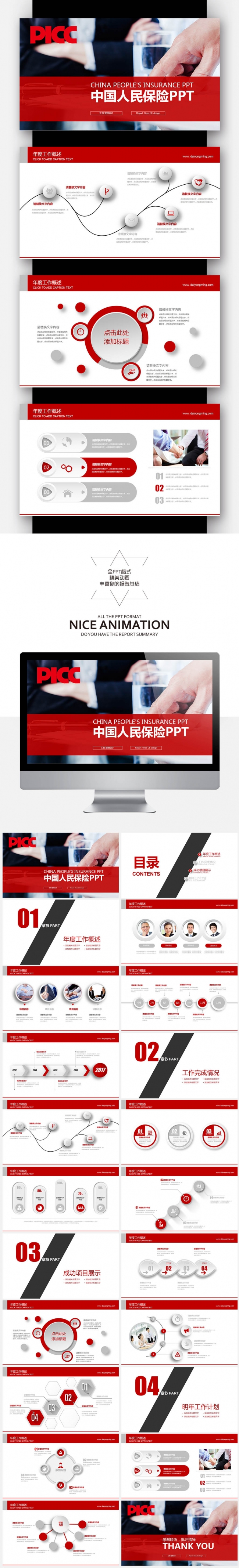 【壹德】财务分析 金融理财数据 中国人民保险公司PPT模板