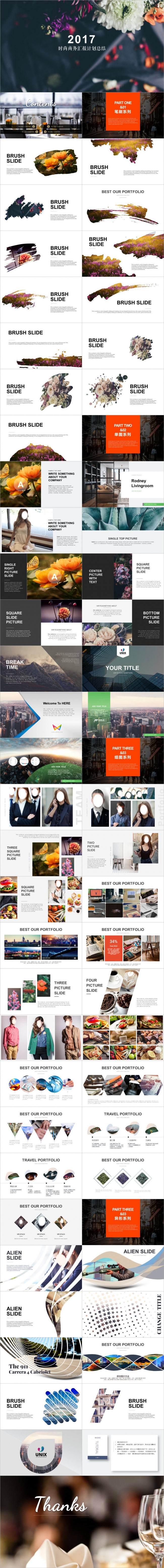 高逼格图文展示商务汇报通用PPT模板 72页