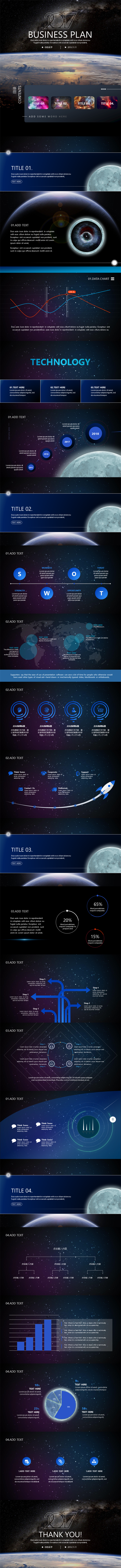 创业计划书大气震撼星空风未来科技感互联网演示模板