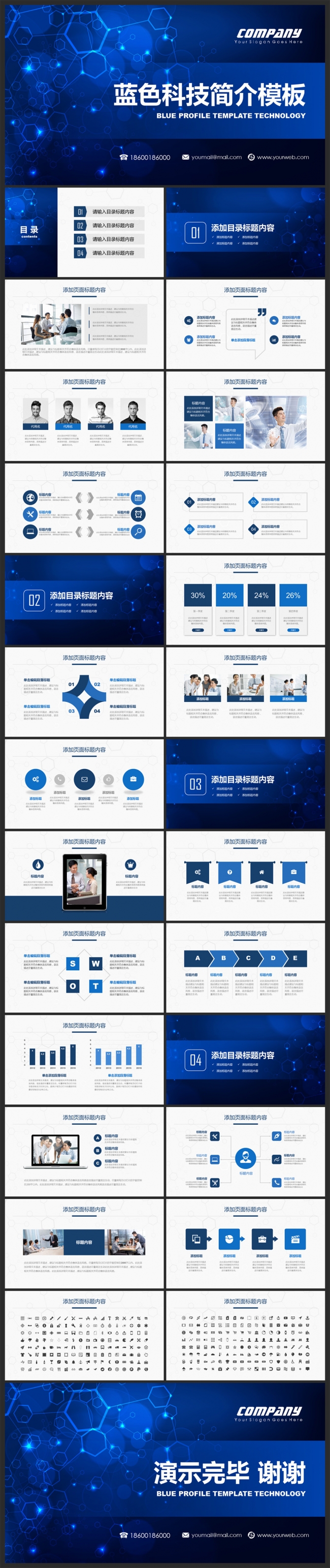 【邦果】蓝色科技大气科幻时尚简约商务工作报告总结