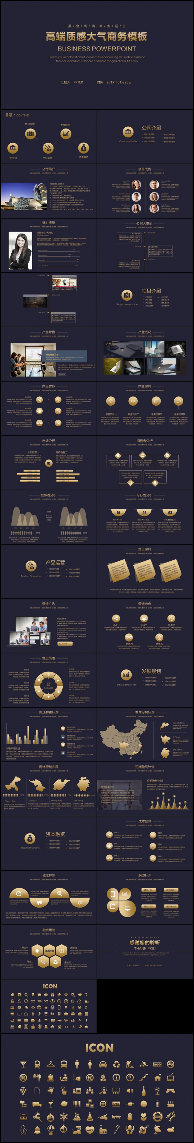 黑金高端质感动态商务通用创业融资商业计划工作计划ppt模板
