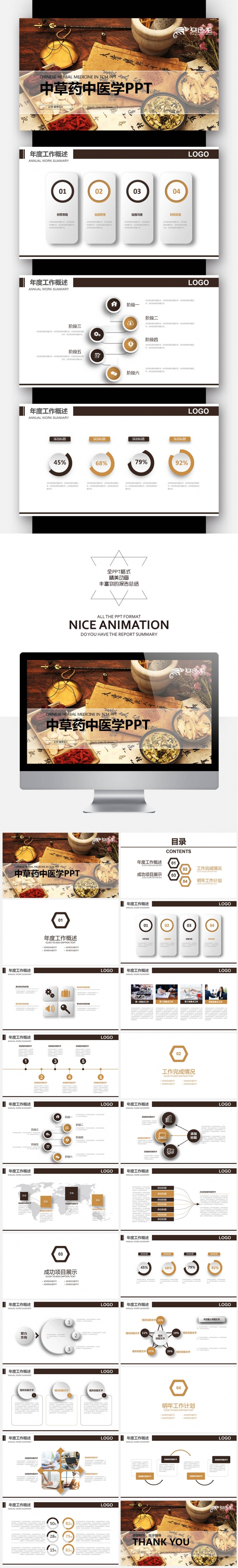【壹德】中草药中医学针灸 传统文化 中医养生 药材药学PPT