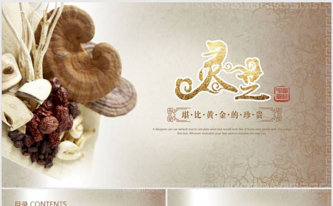 古香古色灵芝中药药材ppt动态模板缩略图