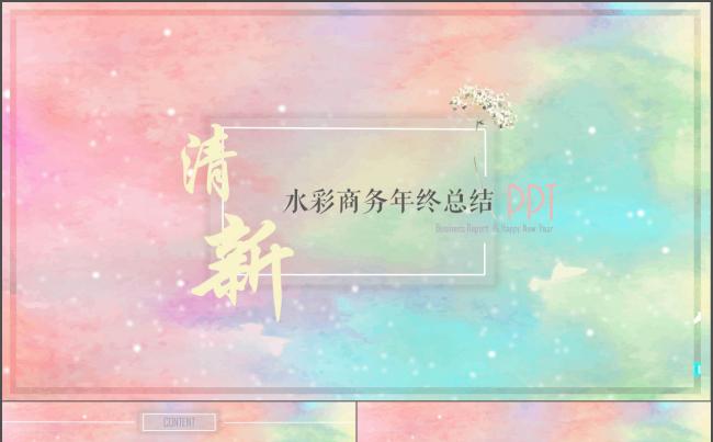 清新星空水彩商务年终总结PPT模版缩略图