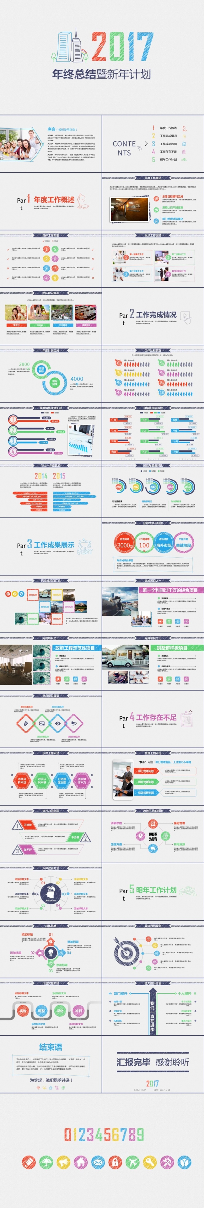 手绘风 工作总结 工作汇报 商务述职报告新年工作计划ppt