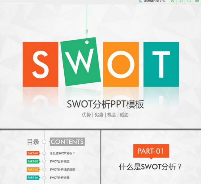 SWOT分析ppt模板企业案例模型分析法