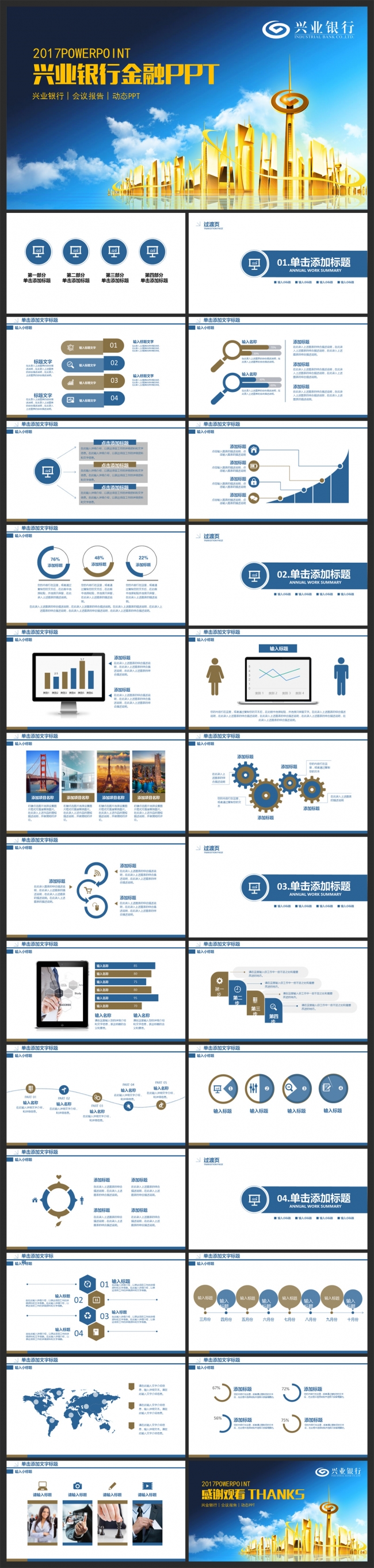 兴业银行金融理财工作总结汇报PPT模版
