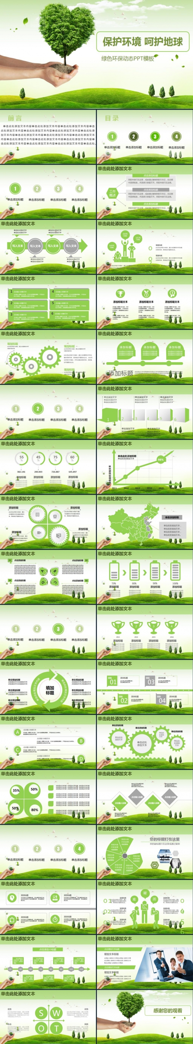 保护环境呵护地球绿色环保工作报告ppt模板
