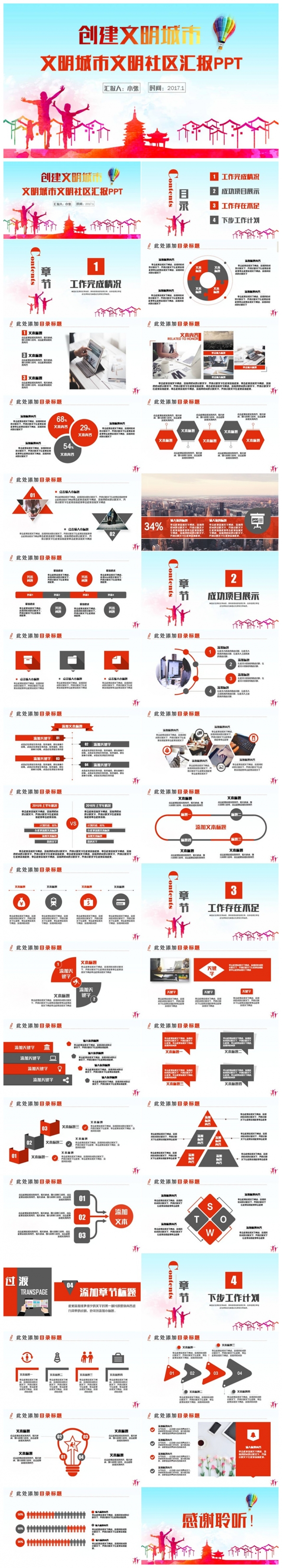【文明创建】动感大气文明城市和谐社区工作PPT