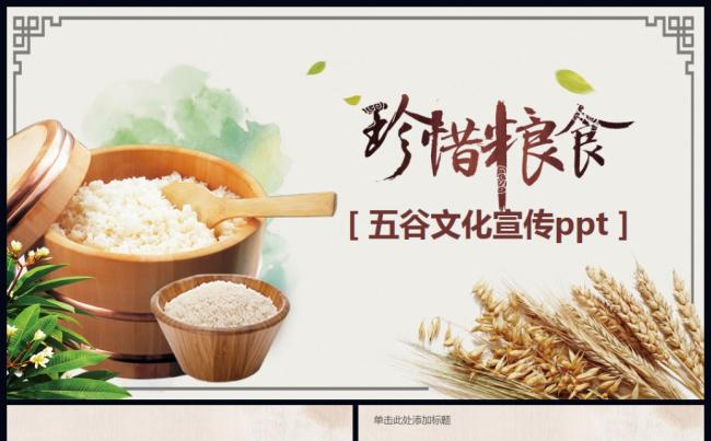 五谷杂粮食品健康营养讲座珍惜粮食公益宣传PPT模板缩略图