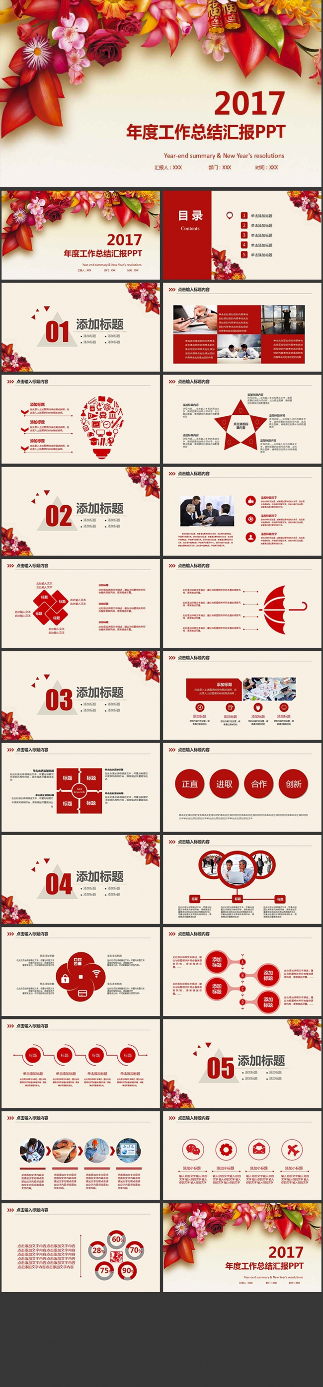 2017年度工作总结通用PPT模版