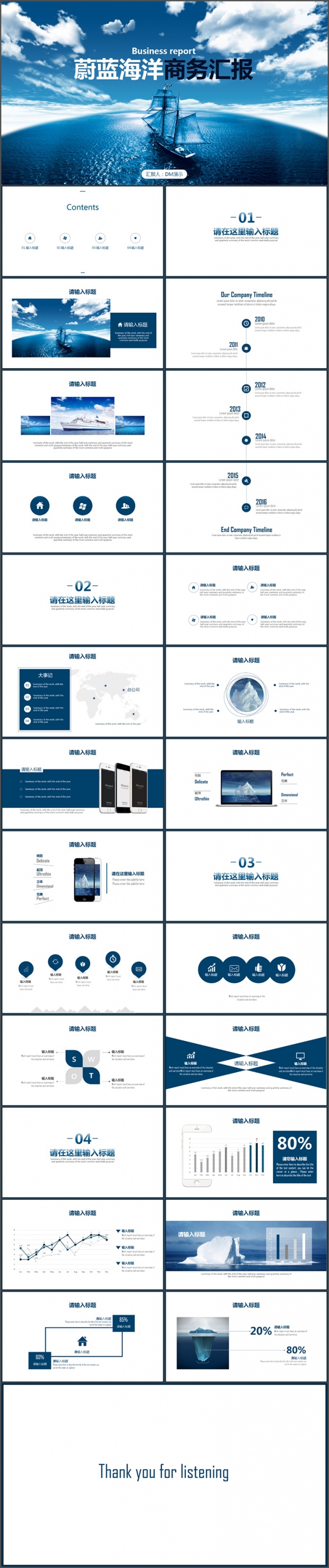 【DM演示】大气海洋商务工作汇报模版