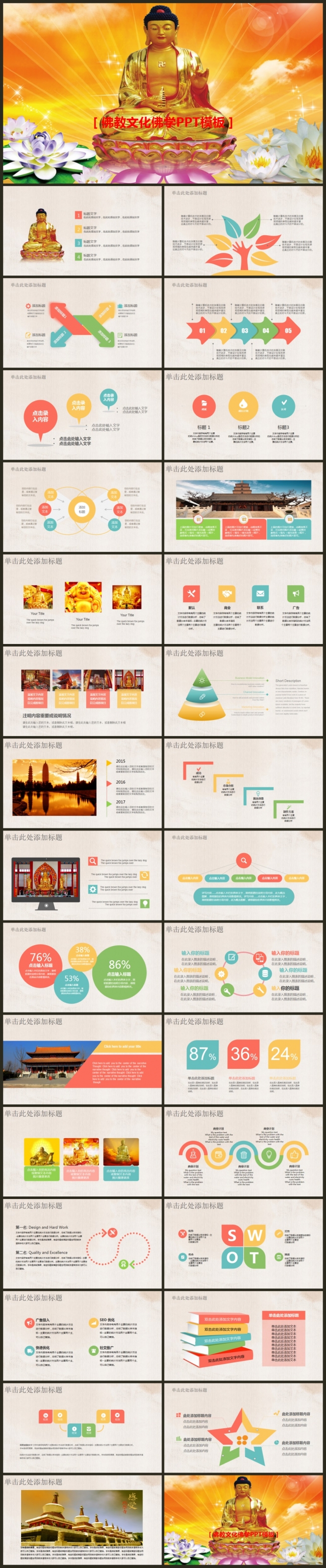 佛教文化寺庙宗教佛学信仰礼佛PPT模板