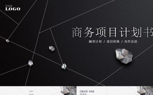 黑白简约线条商业计划书创业融资计划书公司介绍企业宣传PPT缩略图