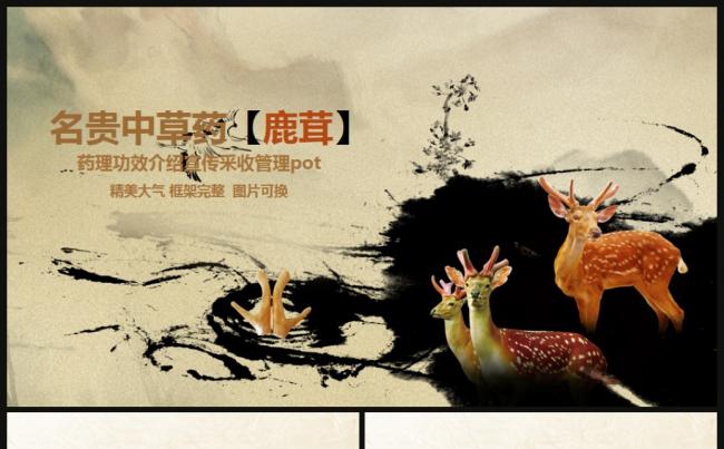 珍贵中草药鹿茸功效介绍宣传采收管理动态ppt模板缩略图