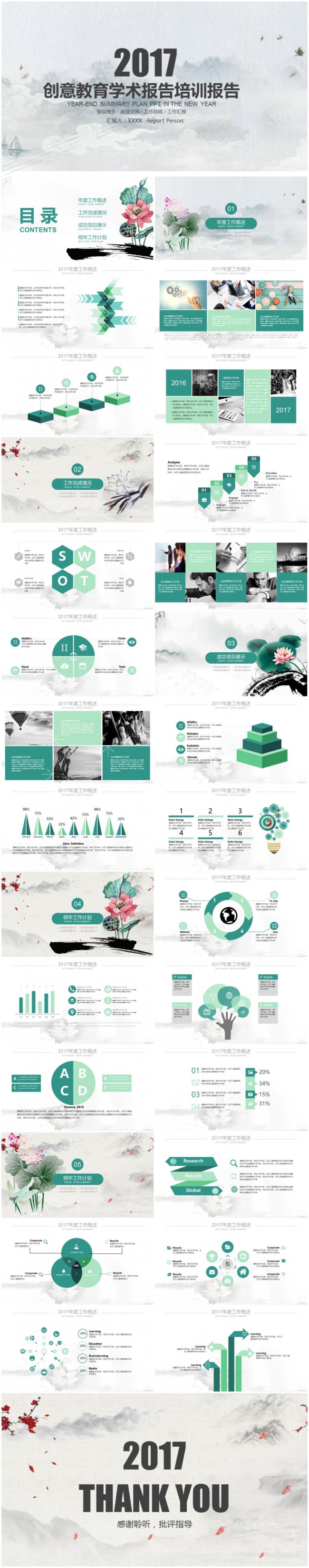 简约创意水墨教师公开课教育培训说课动画模板公开课课堂教学模板