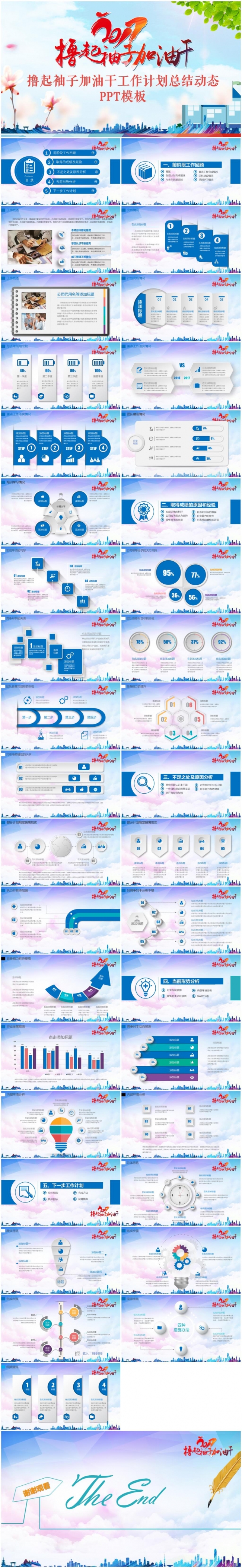 2017撸起袖子加油干通用工作总结计划汇报PPT模板