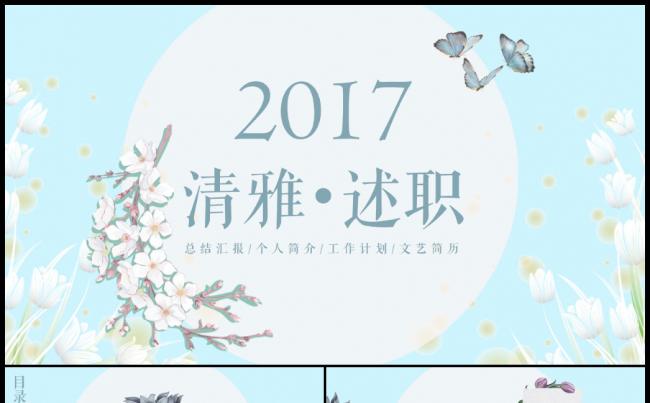 2017清新述职商务工作总结汇报动态ppt模板缩略图
