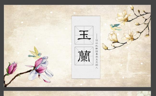 唯美复古玉兰花开工作报告 企业计划公司简介商务汇报发布会模板缩略图