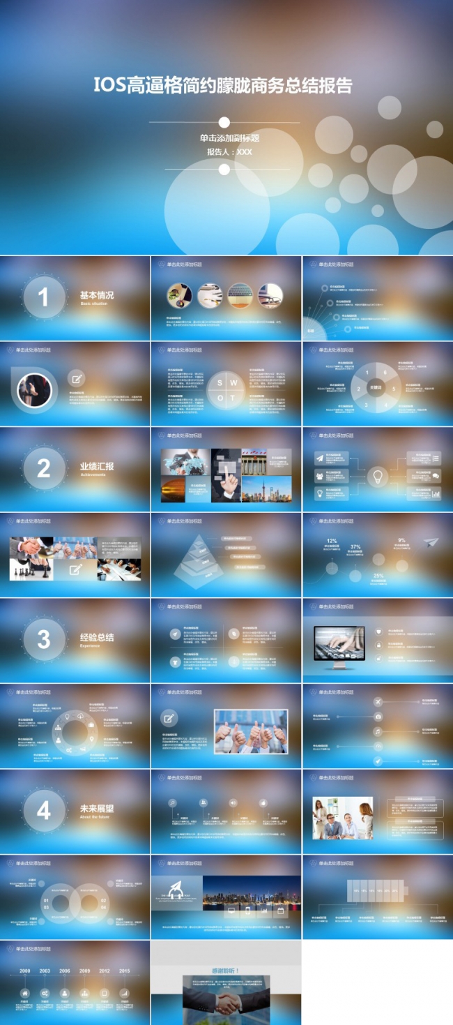 高逼格简约朦胧商务总结汇报