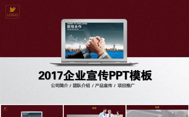 2017公司简介企业文化企业宣传精致商务通用扁平化PPT模板缩略图
