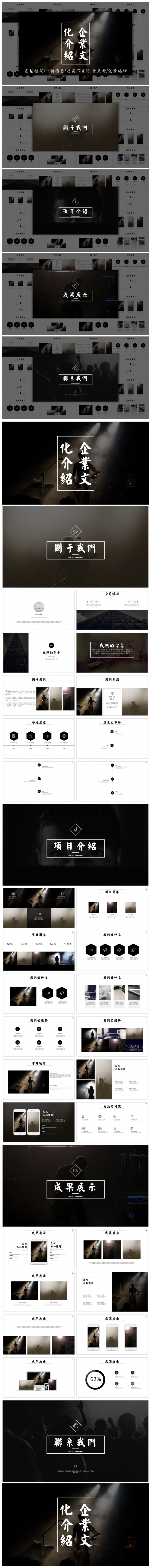 黑白完整框架企业介绍融资招聘通用PPT模板