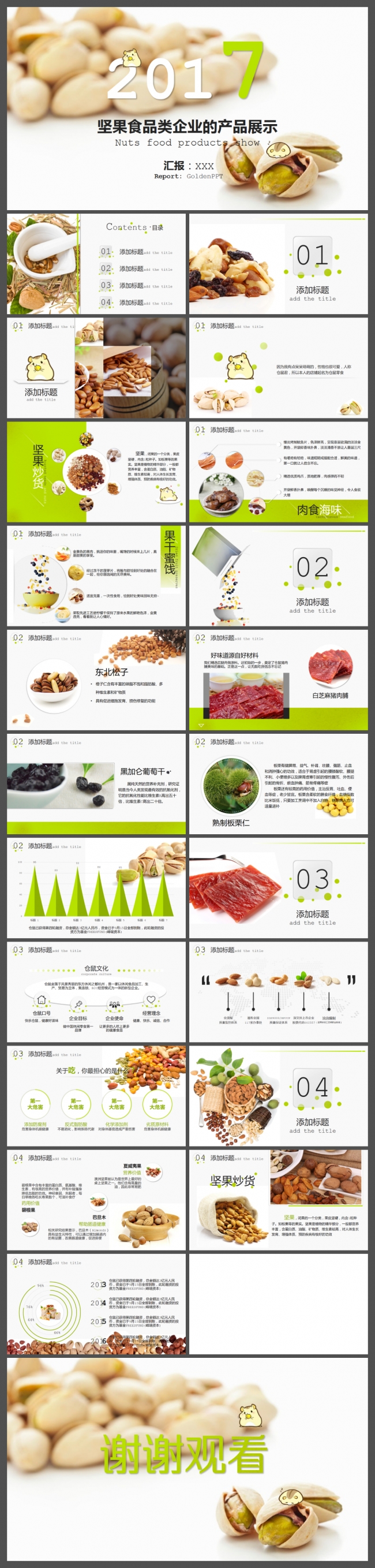 适合坚果食品类企业的产品展示宣传介绍动态PPT模板