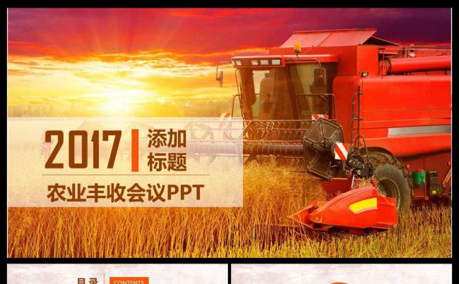 农业丰收秋天麦子银杏金黄色收获PPT农业公司农业水稻农业类缩略图