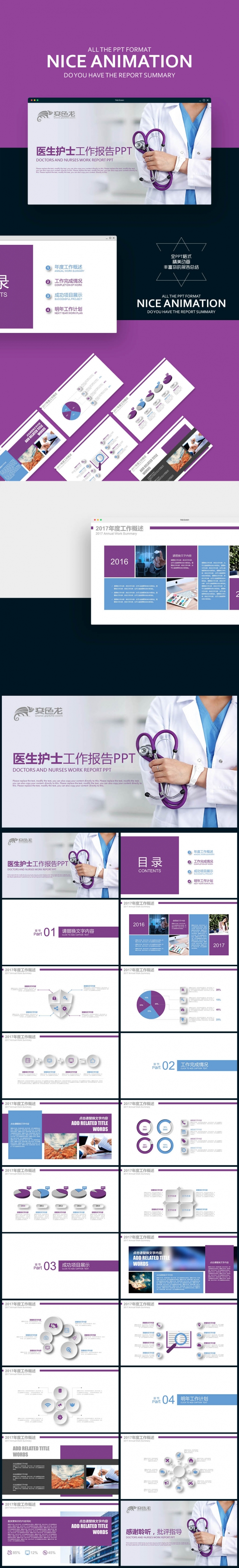 【壹德】医生护士报告 医护专业 实习报告 医药科技医疗PPT