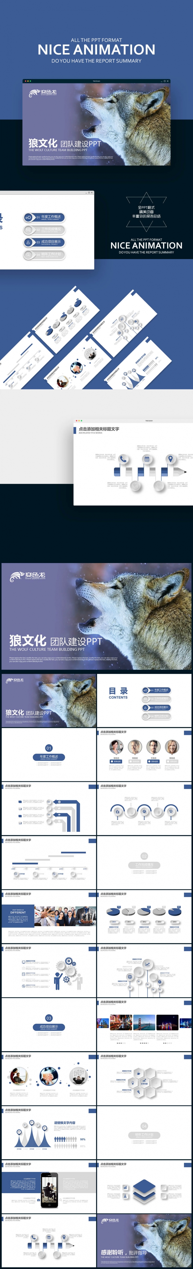 【壹德】狼群文化 企业狼道团队精神 企业文化 团结协作PPT