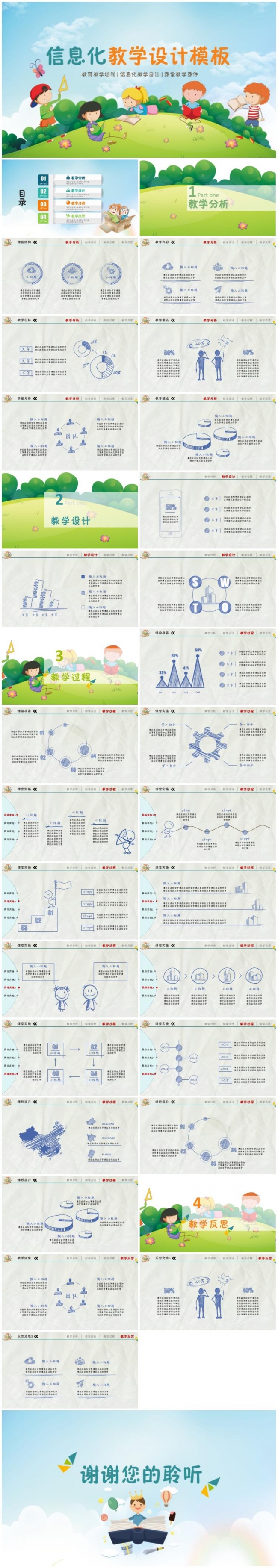幼儿园招生卡通可爱儿童幼儿教育PPT模板