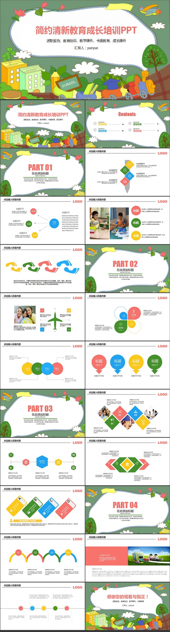 简约清新教育成长培训PPT模板