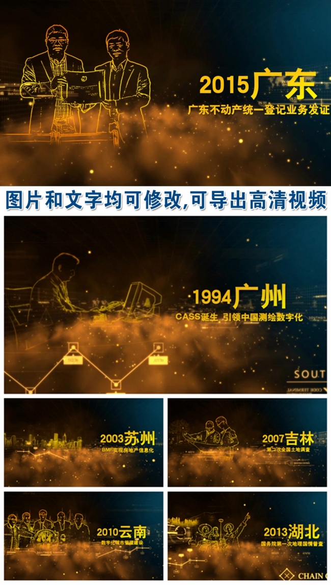 大气金色企业发展历程场景时间线幻灯片头动态PPT模板