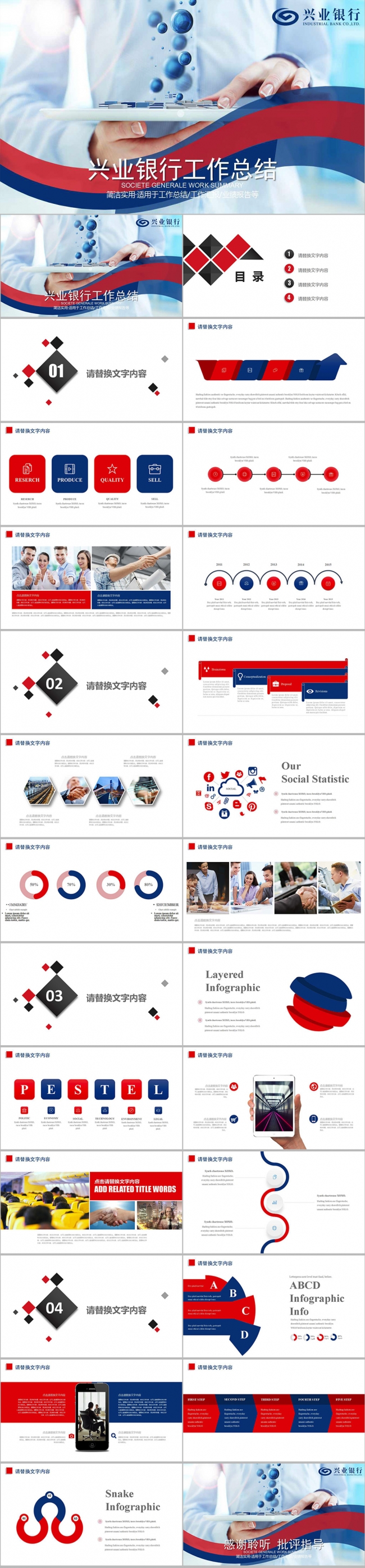 兴业银行总结报告PPT模板