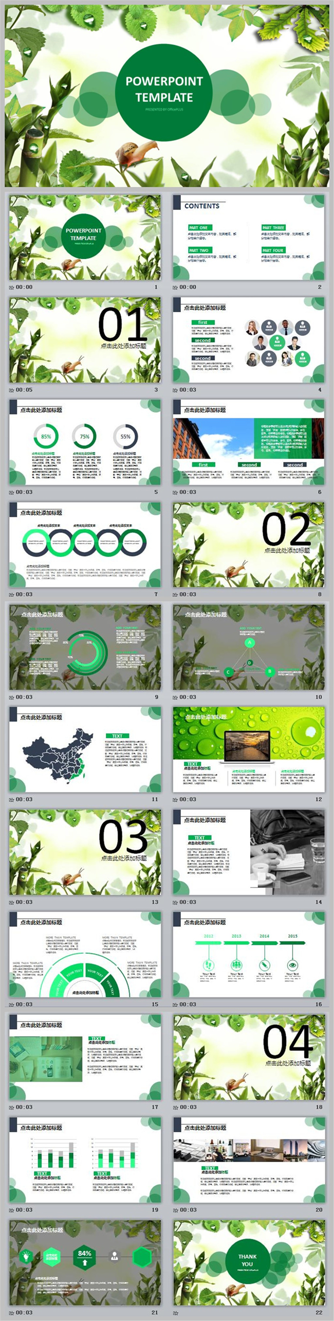 绿色小蜗牛2018公司年终总结工作计划PPT