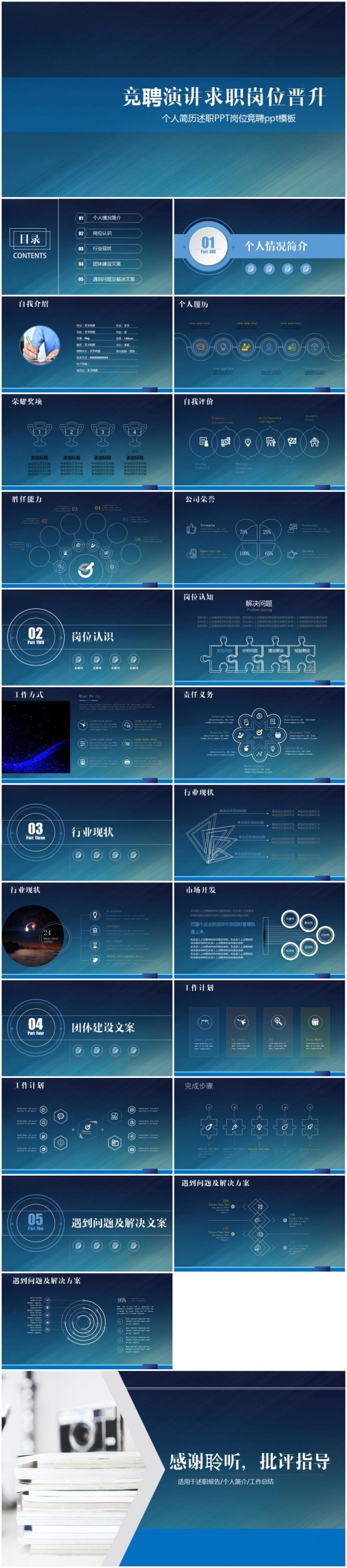 简约完整工作简历竞聘个人简历岗位竞聘述职报告转正应聘PPT