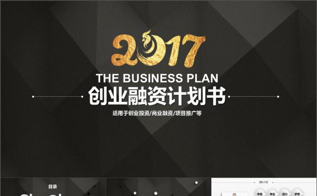 黑白简约创业融资计划书PPT模板缩略图